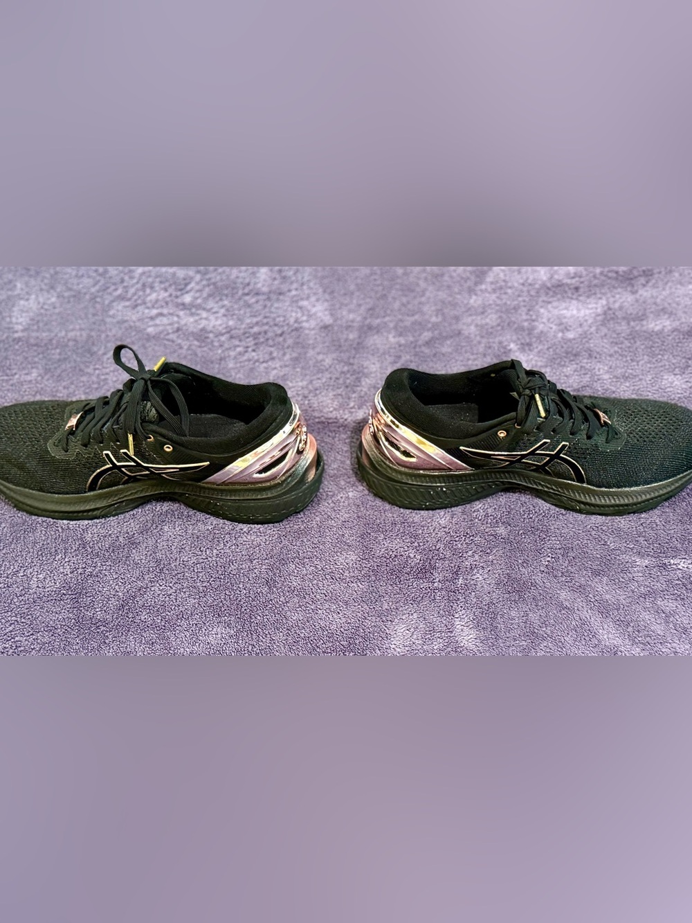 Asics Black Sneakers with Rose Gold and Gold Accents - Picture 5 of 7